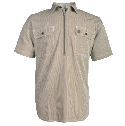 Short Sleeve Hickory Stripe Work Shirts with Half-Zip Front Closure