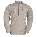 Long Sleeve Hickory Stripe Work Shirts, Half-Zip Front Closure